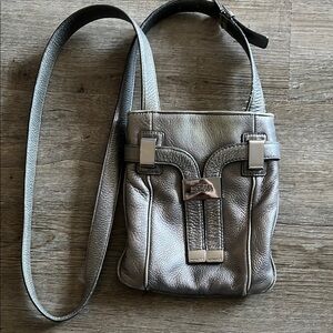 Michael Kors Silver Leather Crossbody Bag